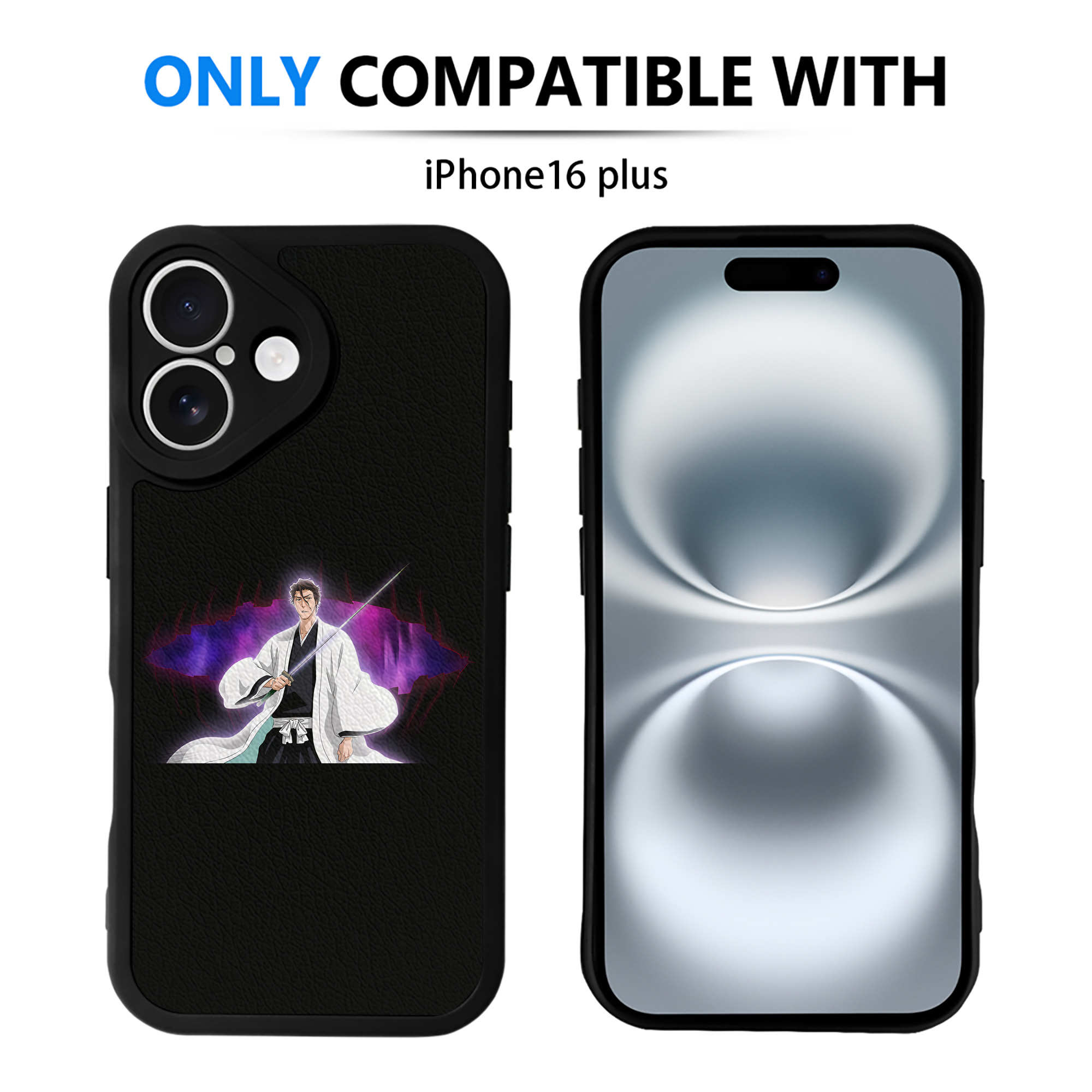 （画像用） ブリーチ 藍染 惣右介（あいぜん そうすけ） BLEACH Aizen Sousuke 【iPhone 16シリーズ対応】シリコンスマホケース（レザー調） 材質：シリコン